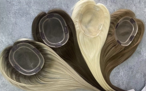 Youzi Best Selling 5*5 And 6*5 Mono Lace Russian Human Hair Woman Topper Colored European hair Topper