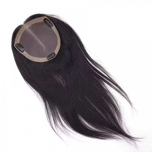 Youzi High Quality 6*6 7*7 Europe Mono Base Topper Raw Hair with Clip-in Natural Color