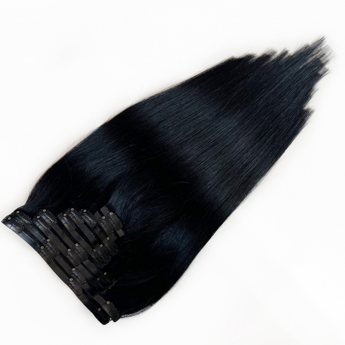 Stock  Seamless PU Clip Ins 0.8cm*4cm 9pieces 120gram Per Set Virgin Remy Double Drawn Hair Extensions